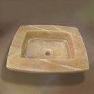 Custom Vanity Top with integral sink in honey onyx