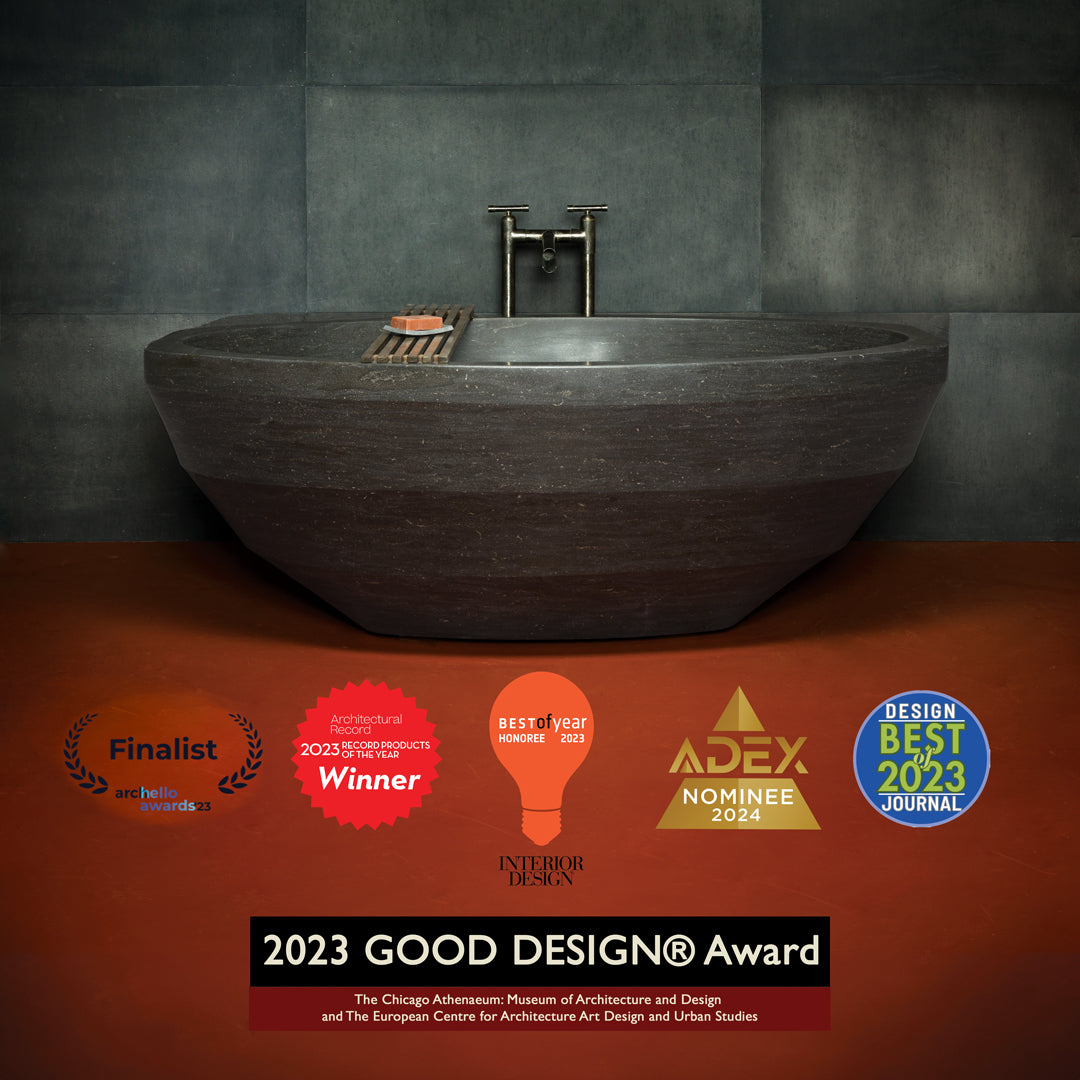 Facet Bathtub wins 6 Awards in 2023 - 1. Archello finalist, 2. Architectural Record Product of the Year, 3. Interior Design Best of Year honoree, 4. ADEX nominee, 5. Design Journal Best of 2023, 6. Good Design Award.