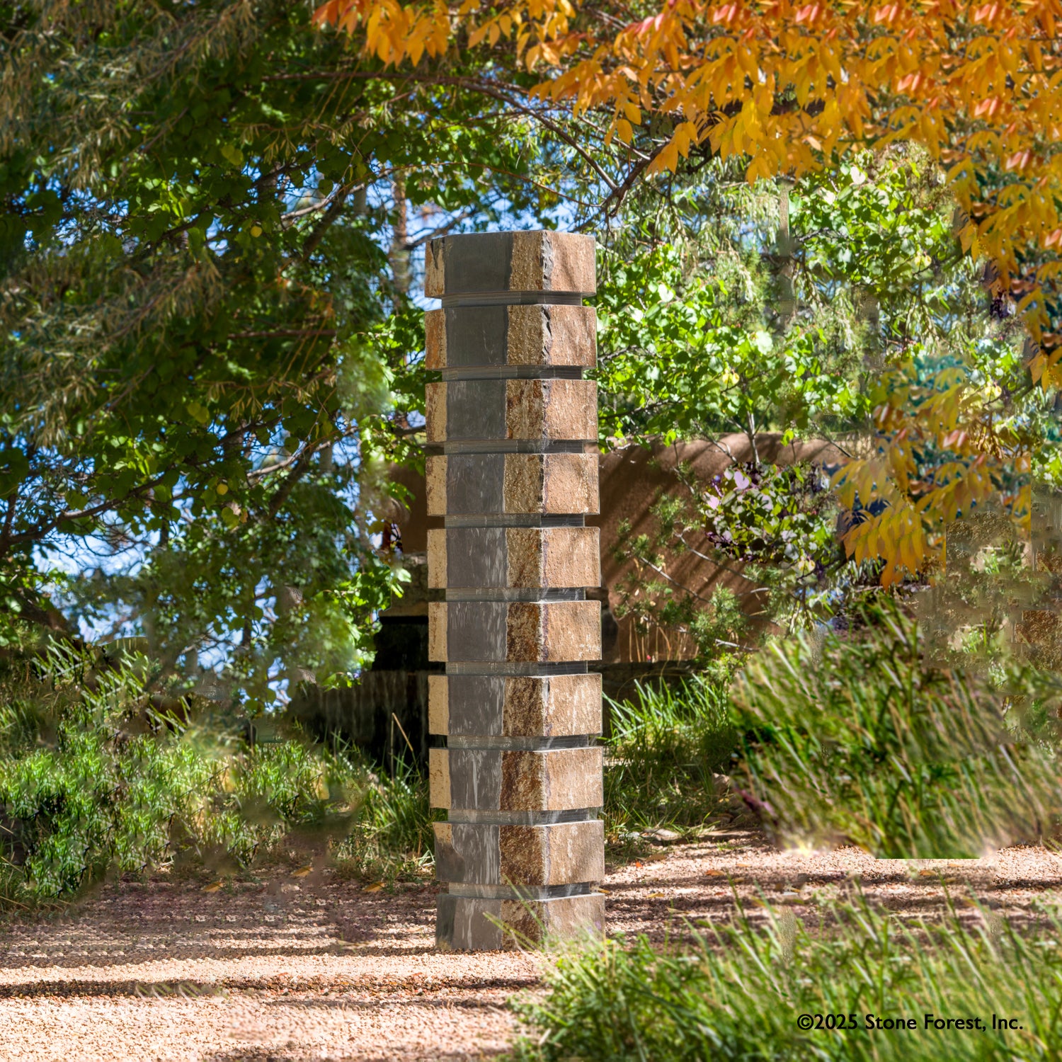 Tiered Basalt Column Fountain 72"