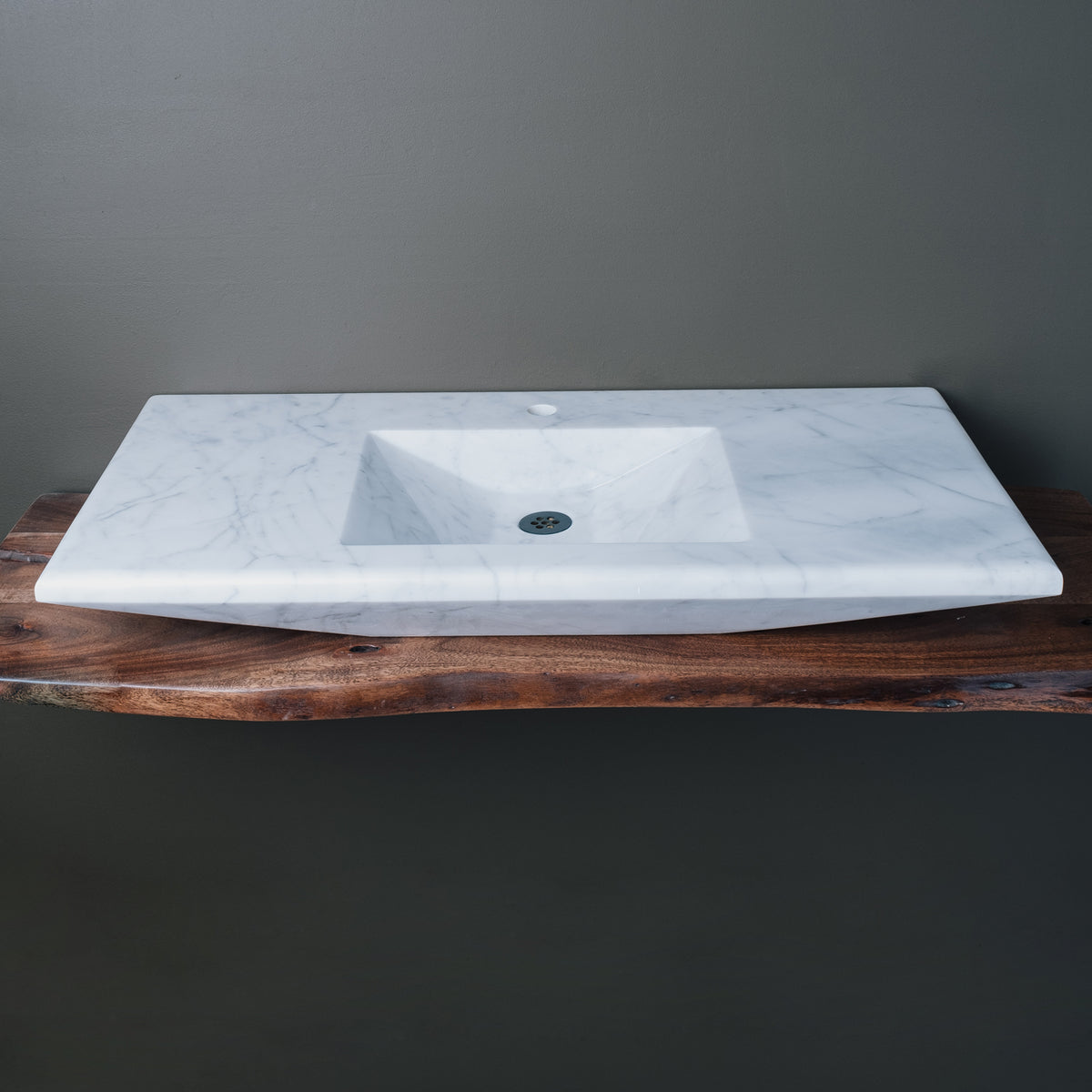Stone Forest Cortina Console Sink in honed carrara marble image 1 of 4