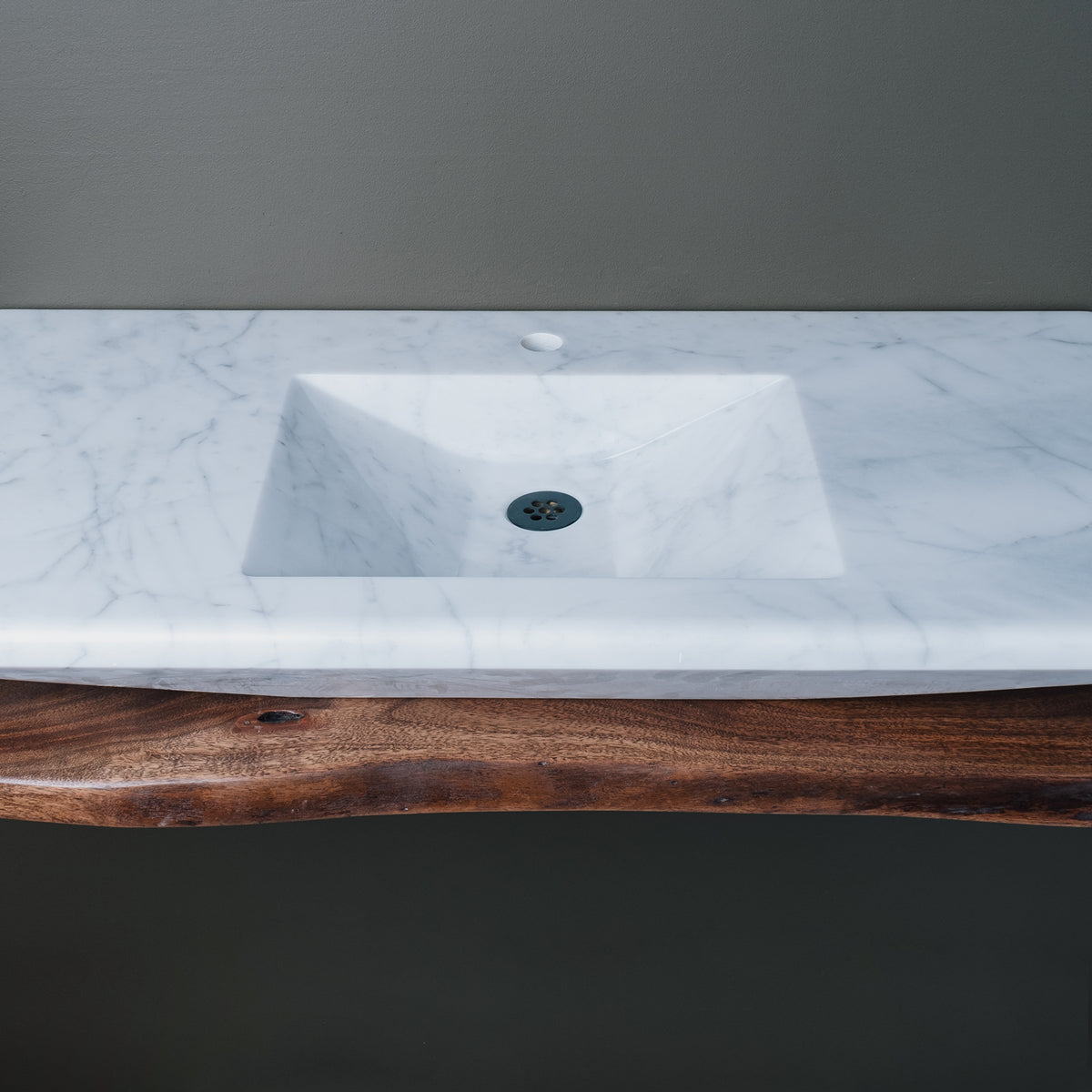 Stone Forest Cortina Console Sink in honed carrara marble image 2 of 4
