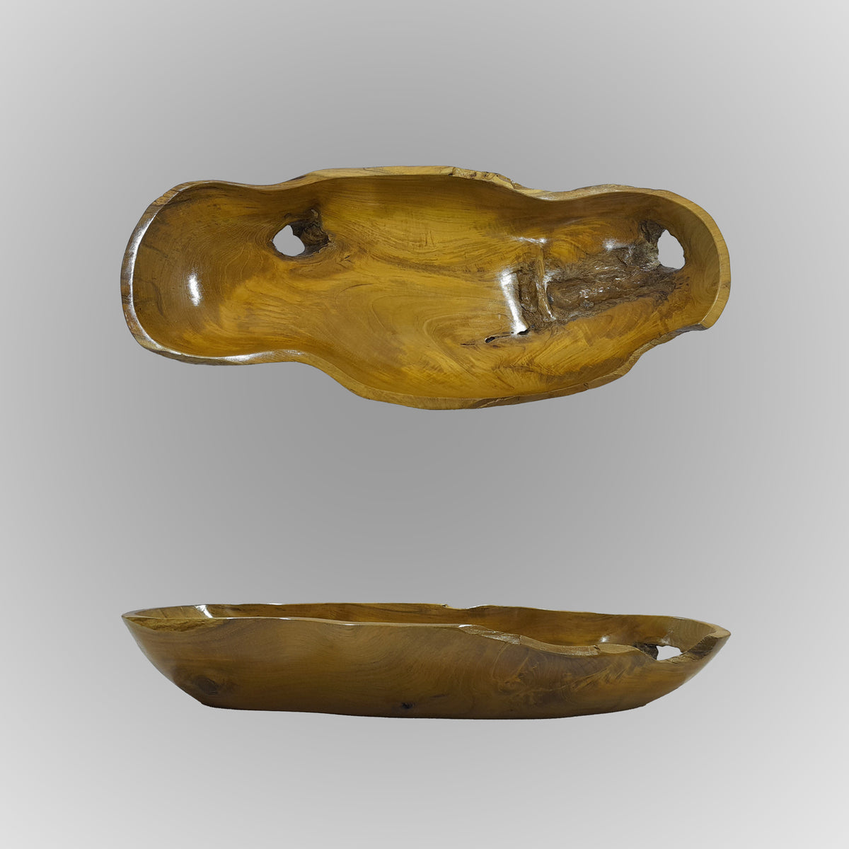 Two wooden trays with natural grain patterns on a gray background image 7 of 10