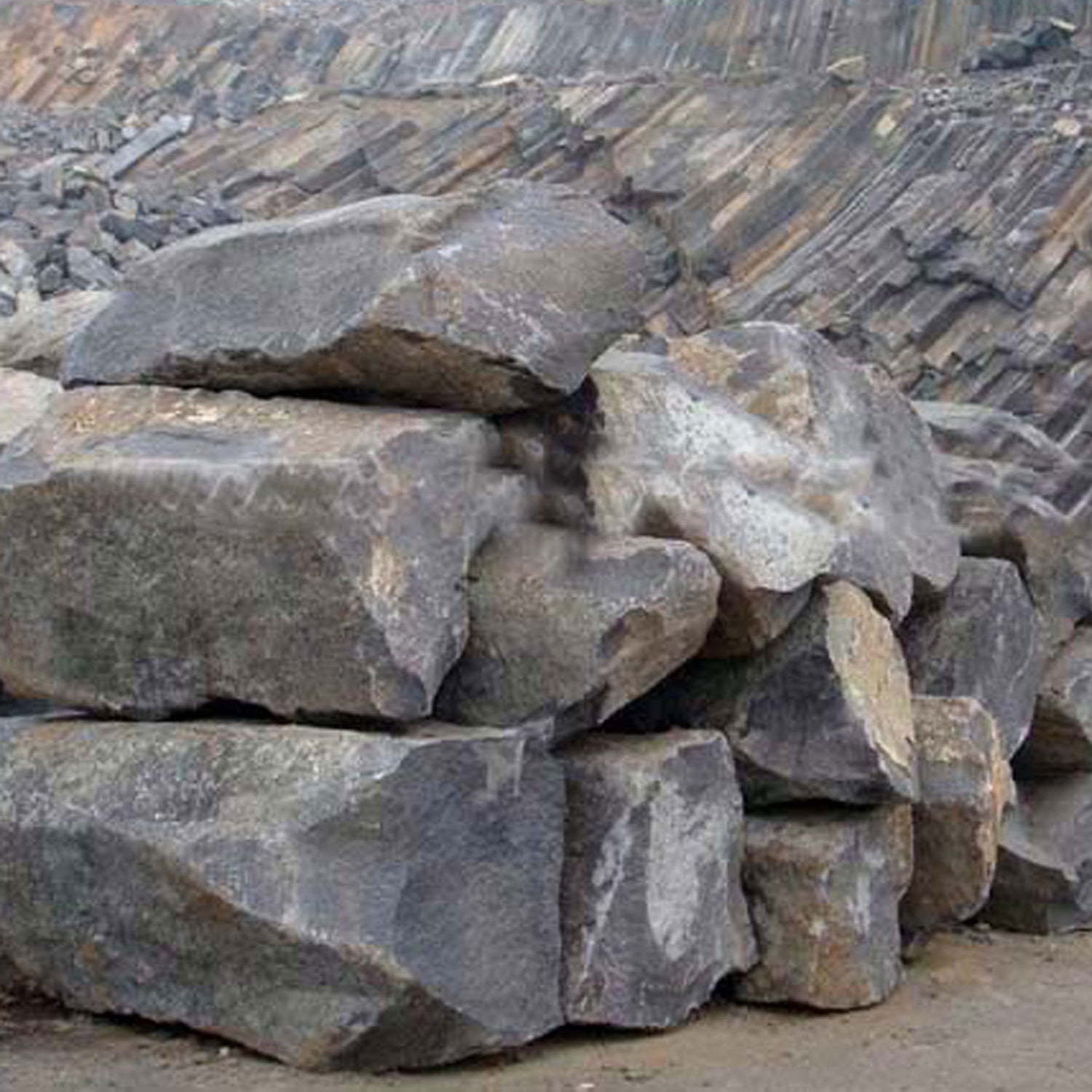 boulders of basalt at the quarry