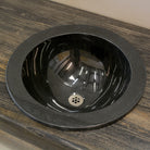 black granite self-rimming sink from above