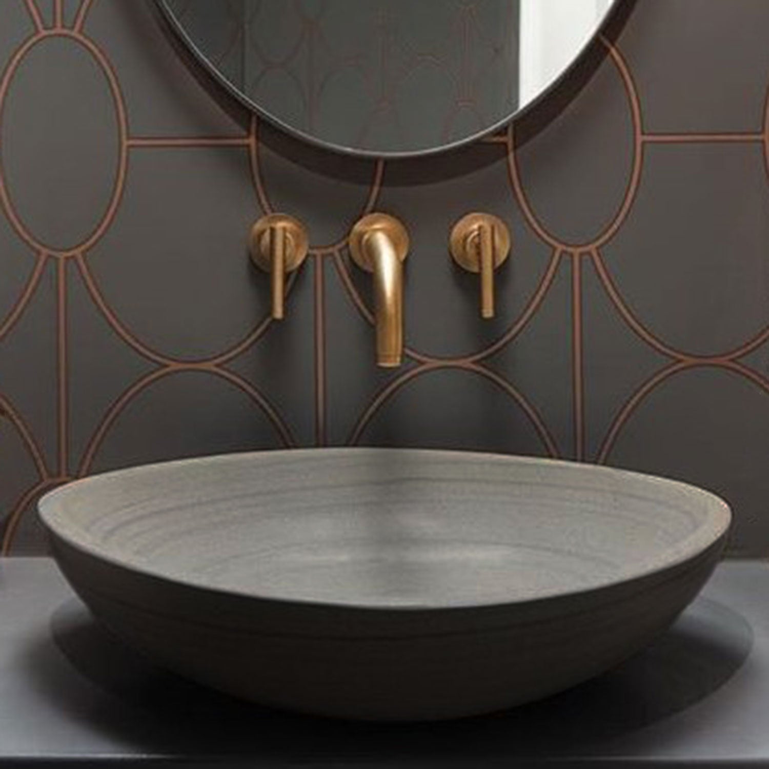 Akrotiri vessel sink in grigio sandstone darker example
