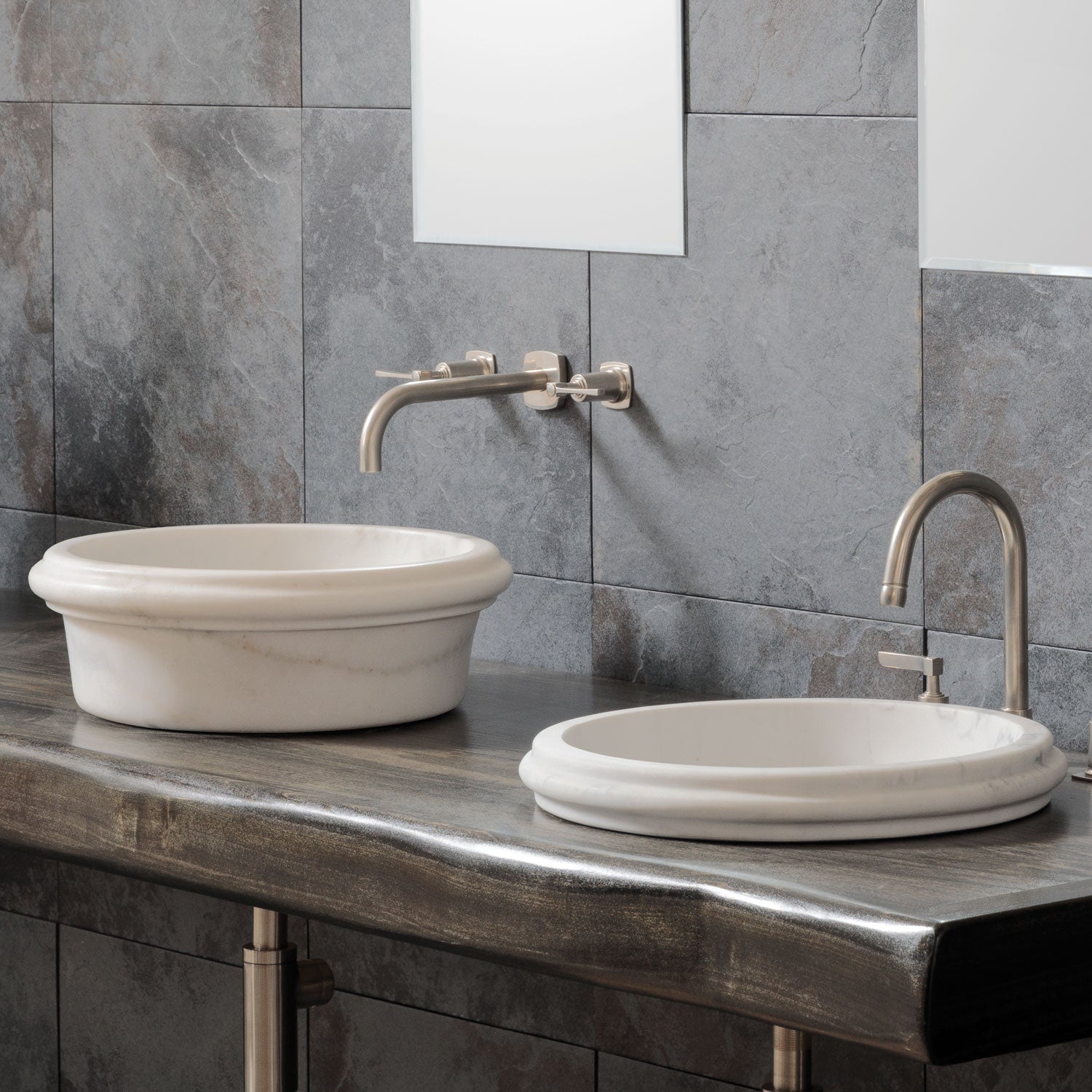 Cern Lavatory sink in luna bianca marble 