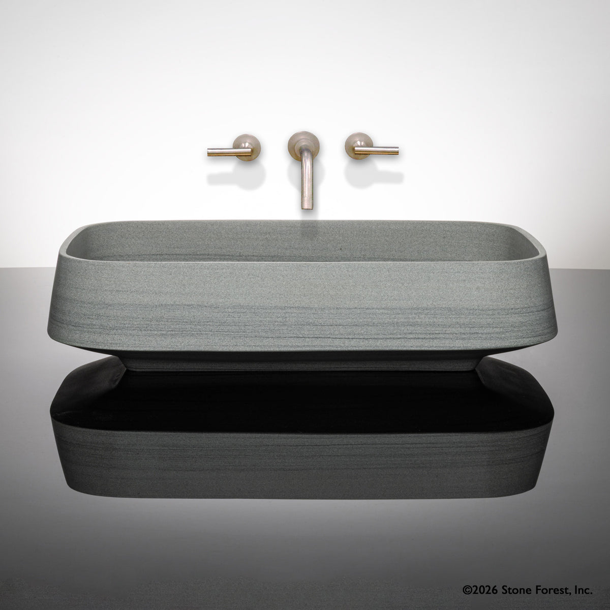 Forma Vessel Sink carved from grigio sandstone image 1 of 4