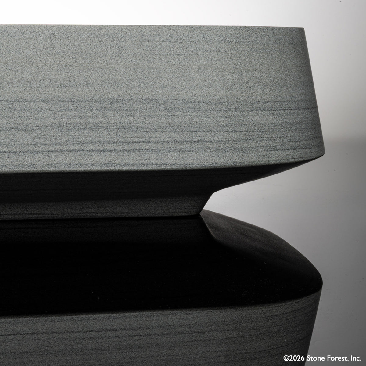 Rectangular gray vessel sink carved from grigio sandstone detail image 4 of 4