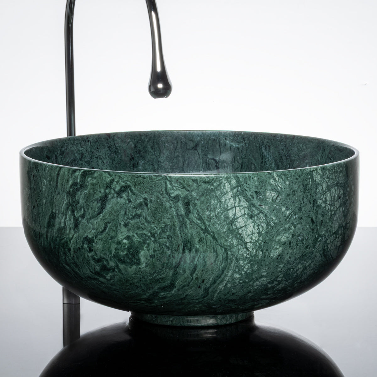 Tazza vessel sink in verde indio marble