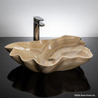 Leaf shaped vessel sink in honey onyx