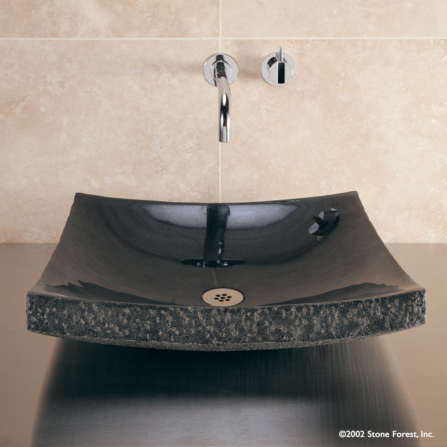 Zen Vessel Sink carved from black granite 