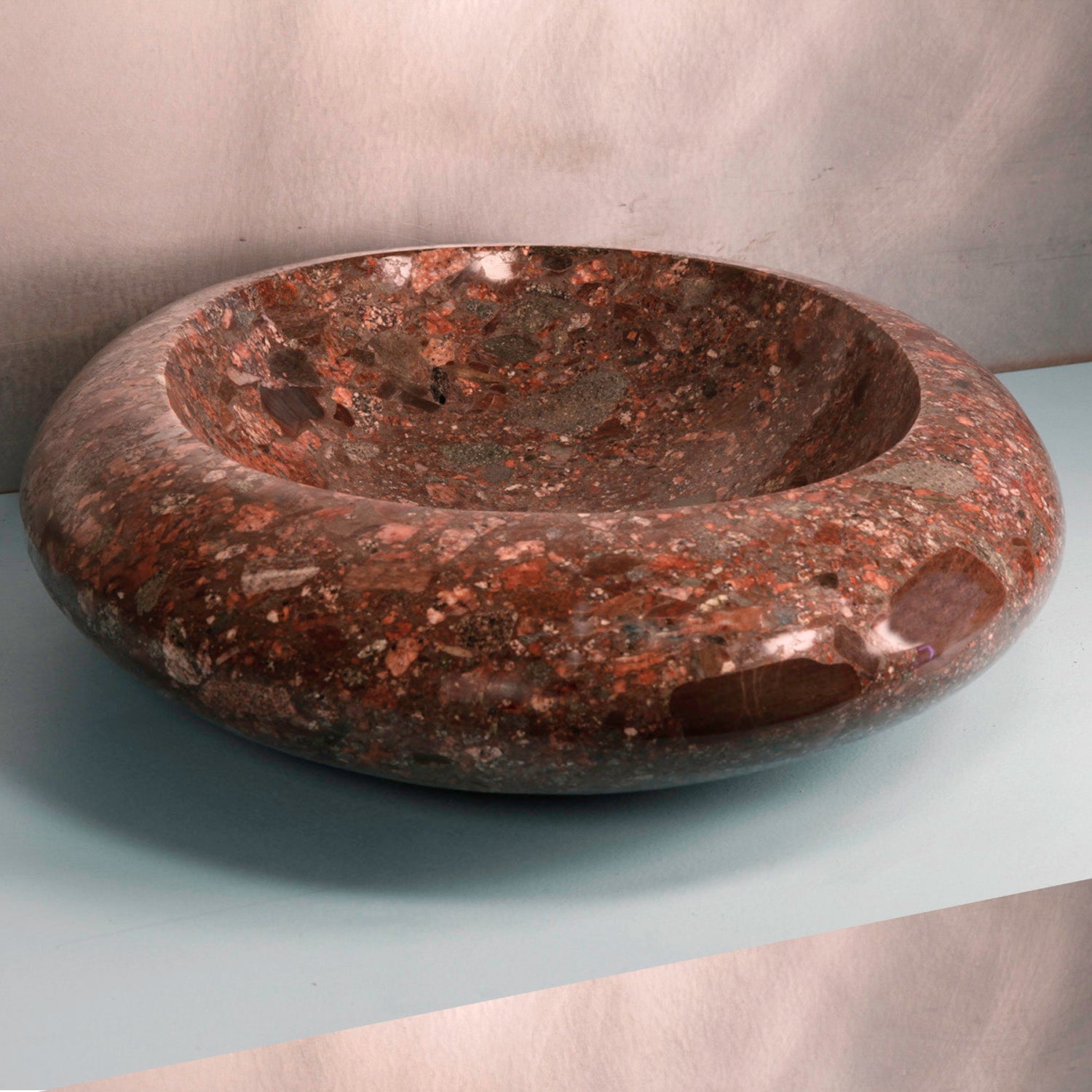 River Pebble vessel sink in Jurassic stone