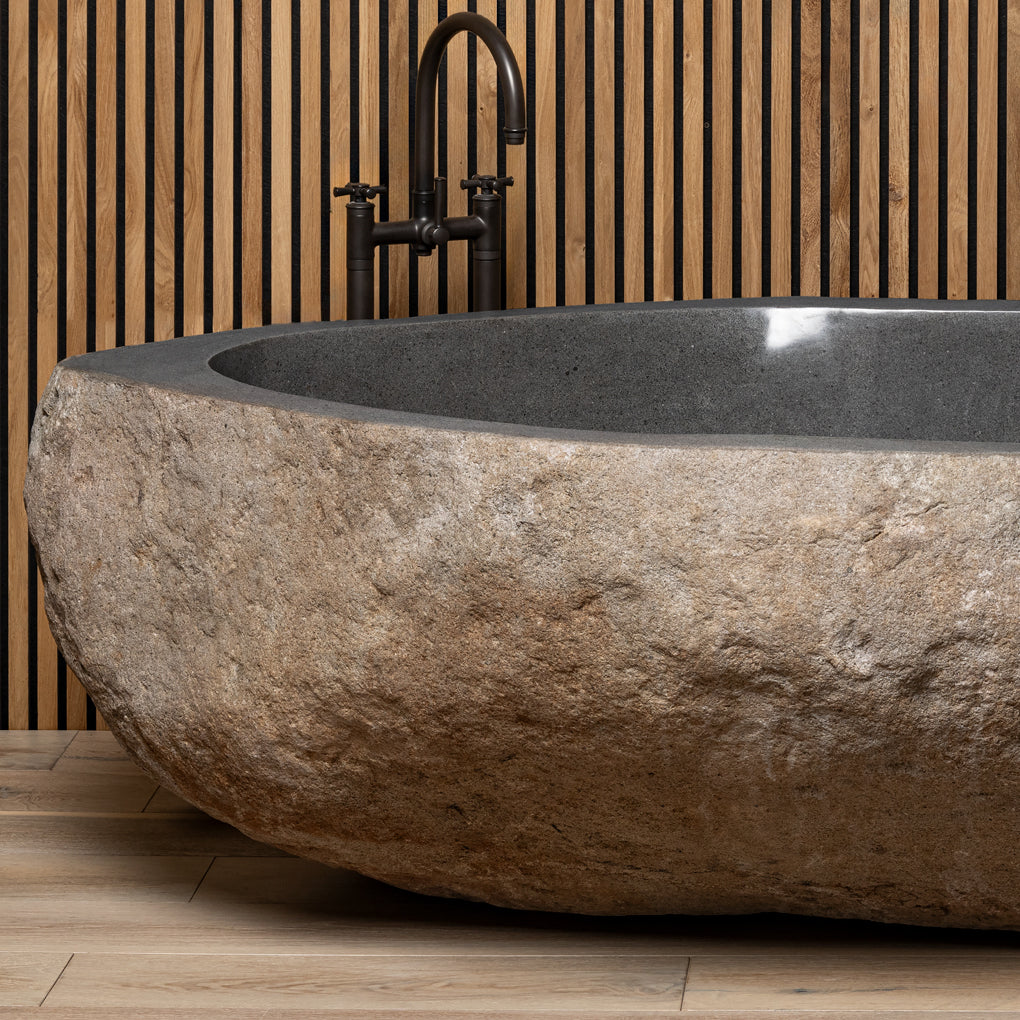 Natural boulder bathtub