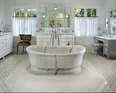 Roman bathtub installed in master bathroom