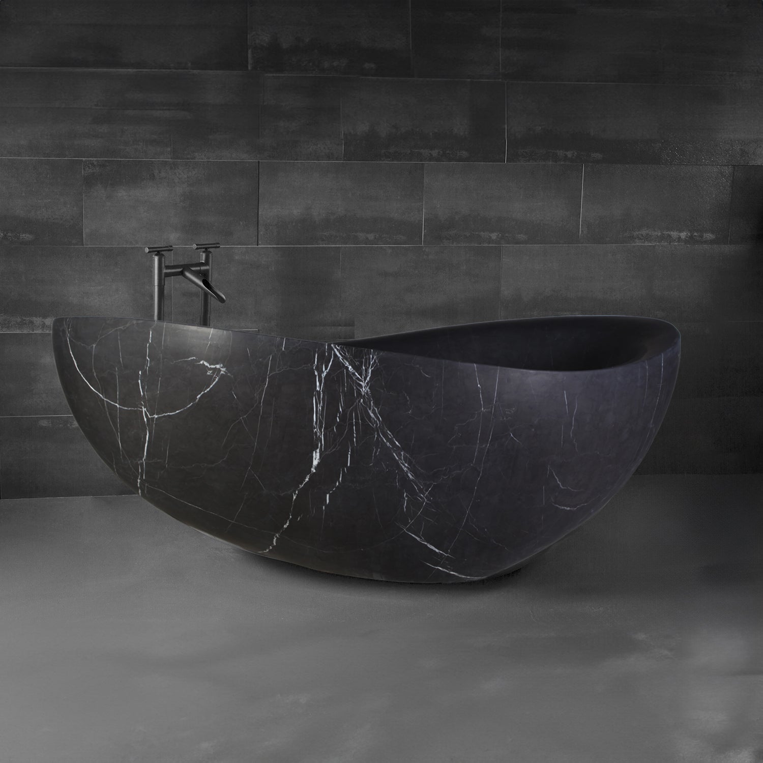 Custom Papillon Tub in honed nero marquina