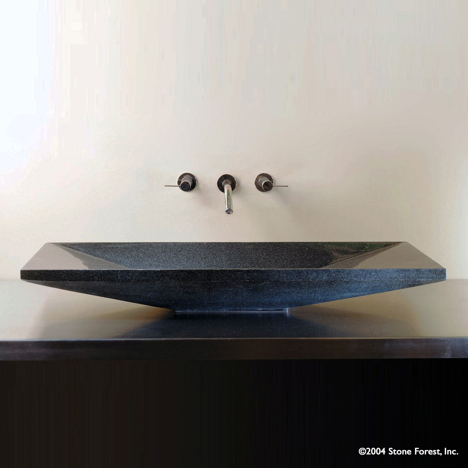 24"w Verona Vessel bath sink carved in black granite