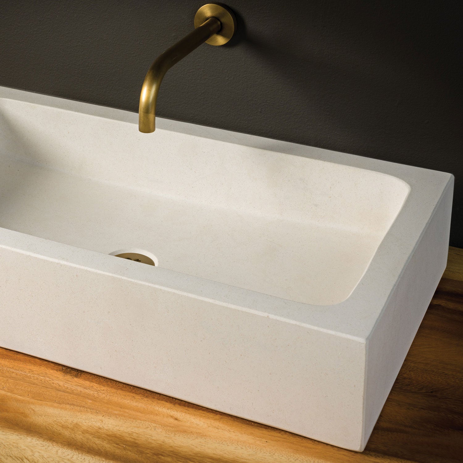 Milano vessel sink in desert cream limestone