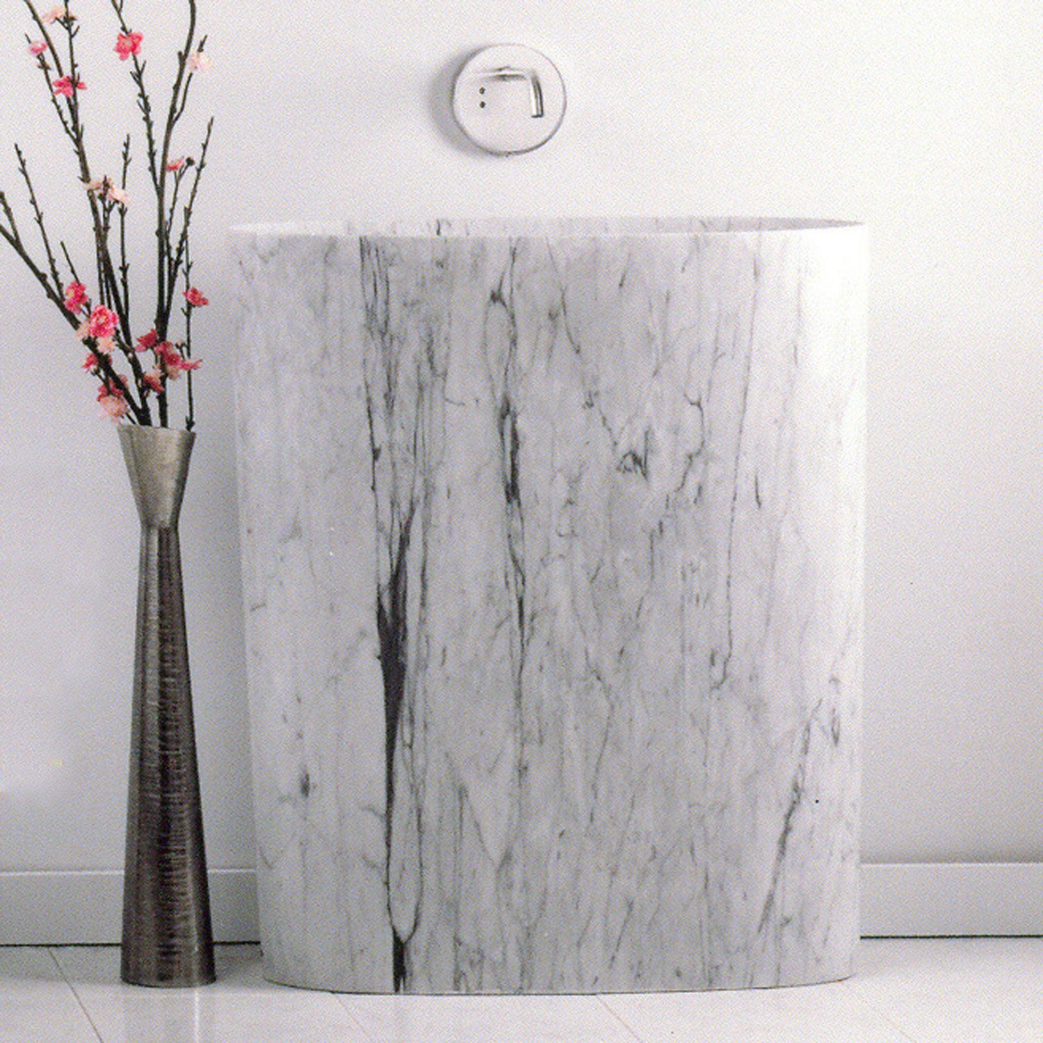Infinity pedestal sink in Carrara marble