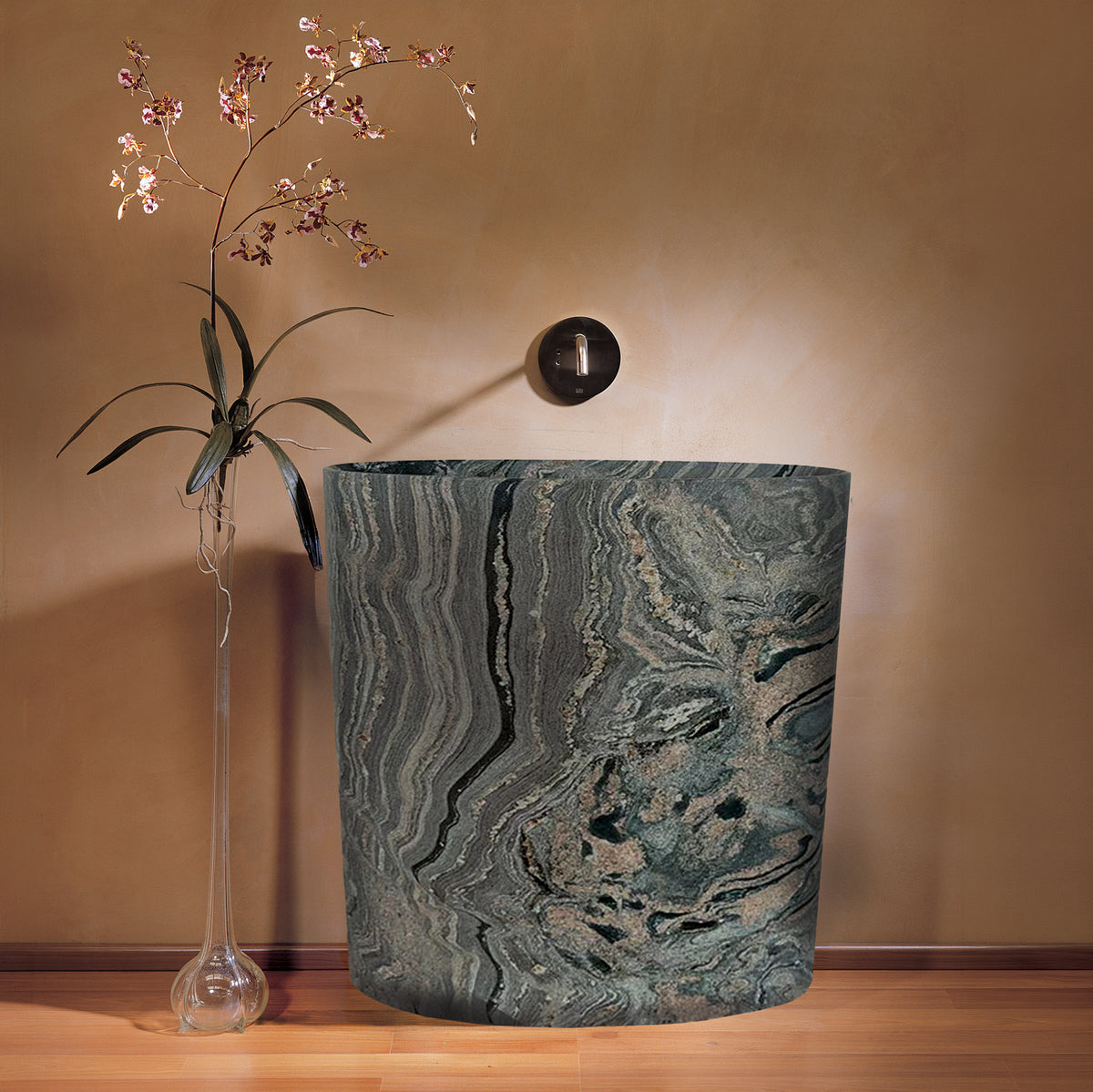 Infinity Pedestal in Cunulo Granite, showing variation in granite color