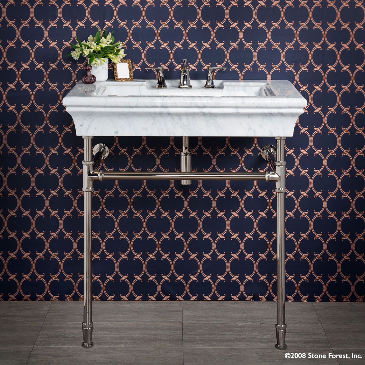  Bordeaux Vanity on Facet Legs 