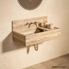 Italian  Solver Cream Travertine modular sink  with backsplash and accessories