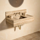 Italian  Solver Cream Travertine modular sink  with backsplash and accessories