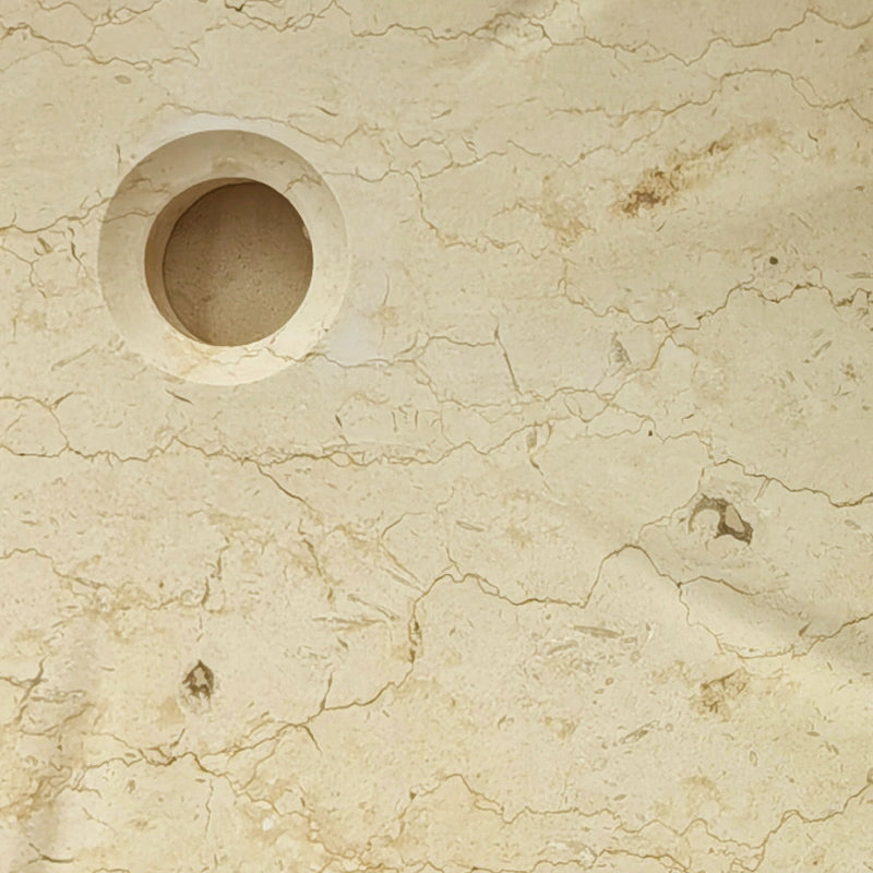 closeup Sakura console top in papiro gold marble
