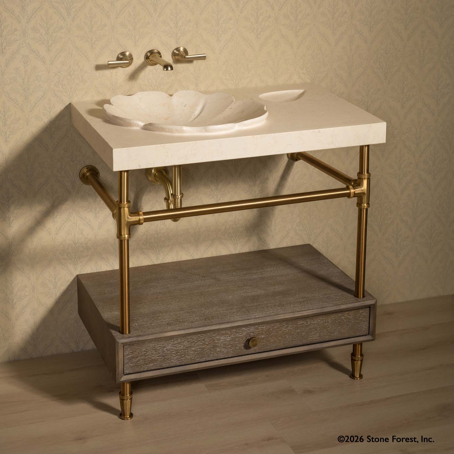 Sakura Vanity on Elemental acet Legs with drawer