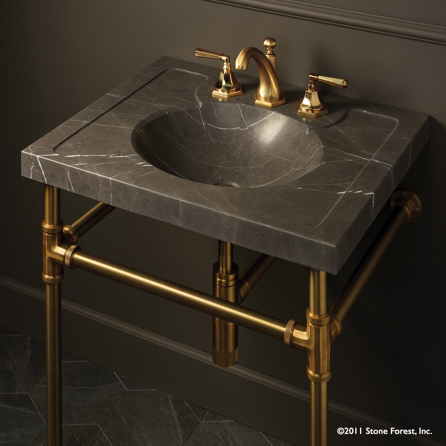 Vintage Washbasin Bath Sink marquina taupe marble