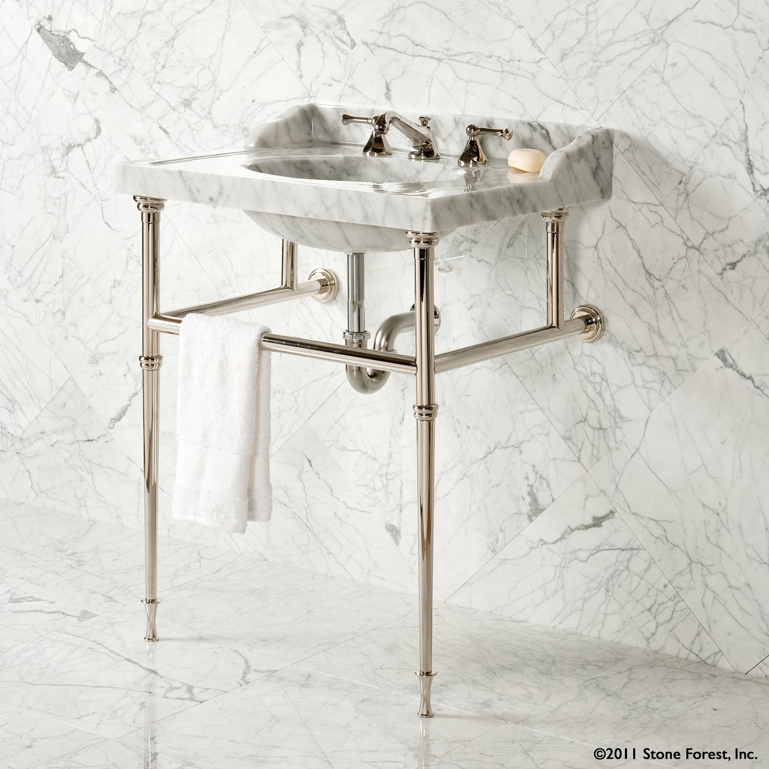 Vintage Washbasin Bath Sink carrara marble with matching back splash