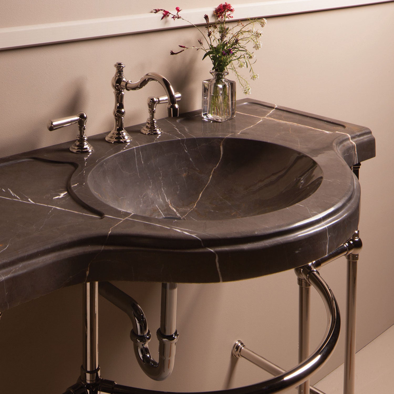 Renaissance Console top in marquina taupe marble