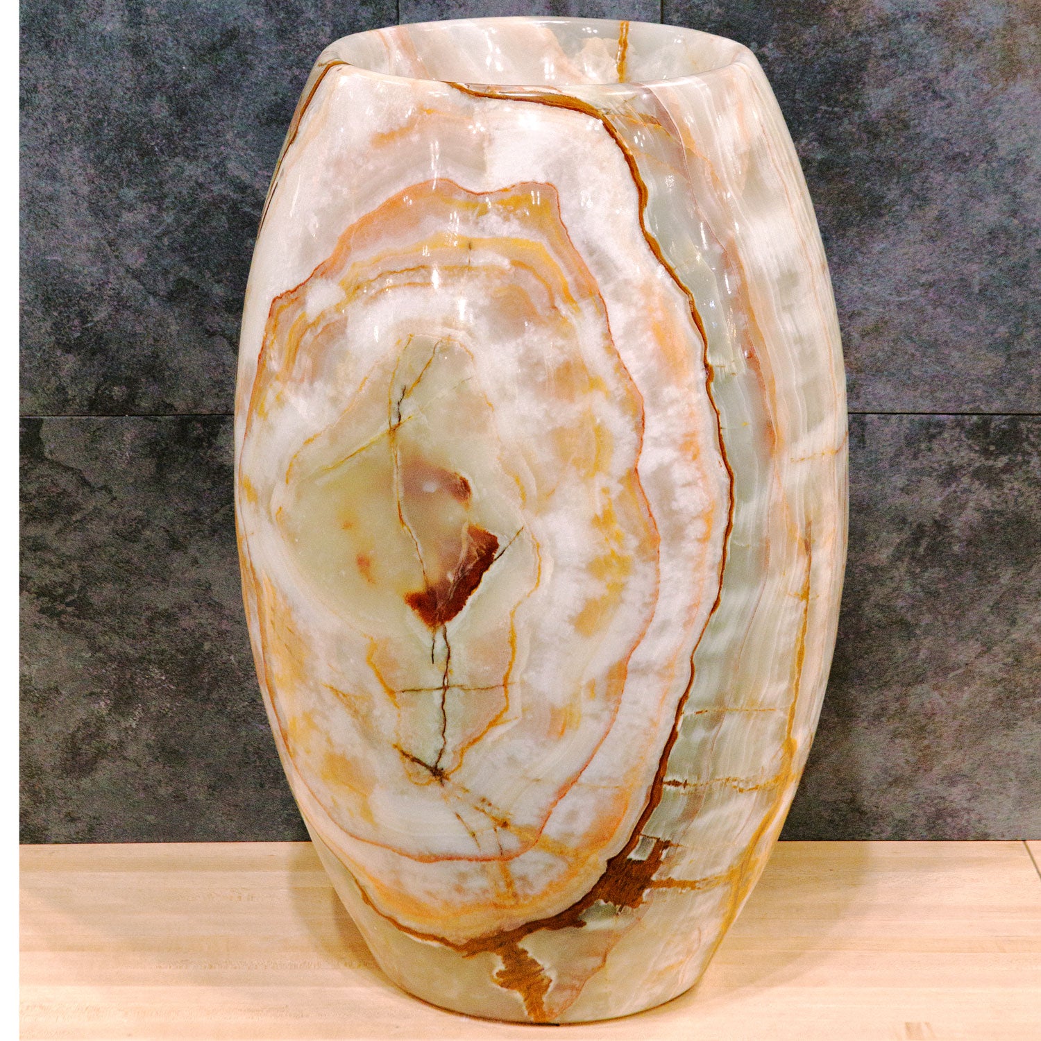 Barrel Pedestal sink in multi-onyx 