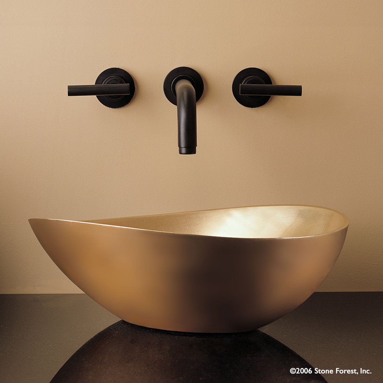 16.25"w x 11.25"d x 5.5"h  Golden Bronze Papillon Vessel Bath Sink