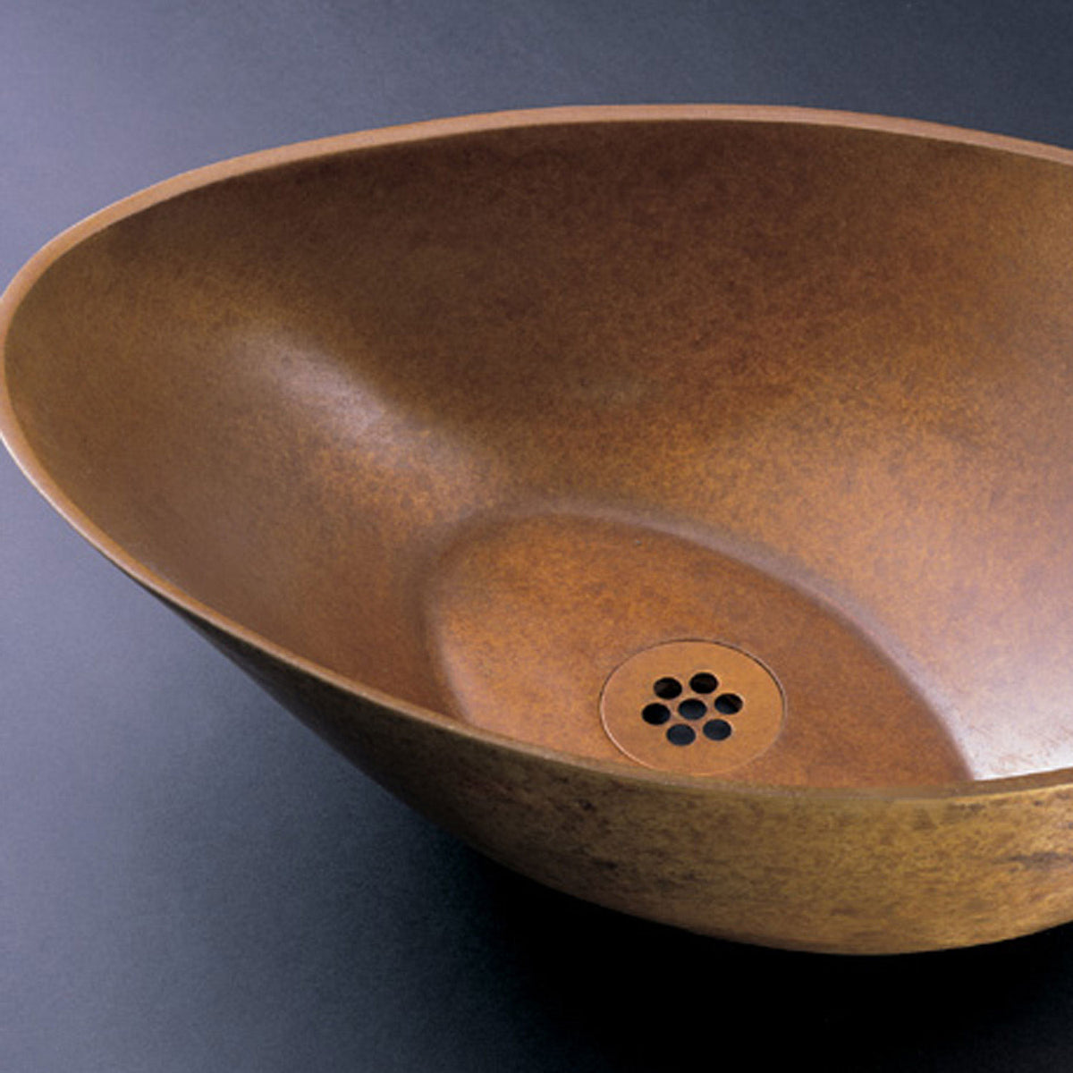 Papillon vessel sink in weathered bronze