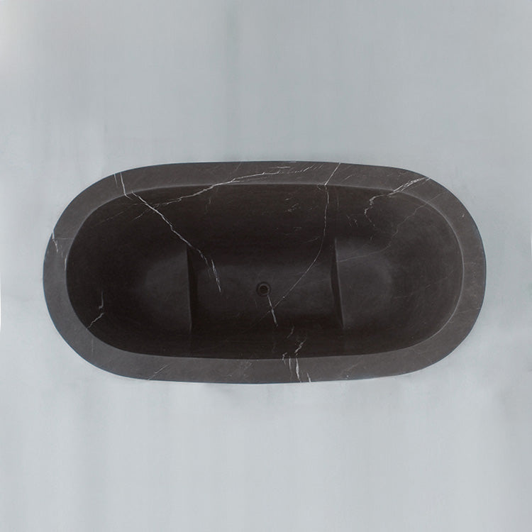 Custom Soaking Tub for Two in honed Marquina Taupe Marble