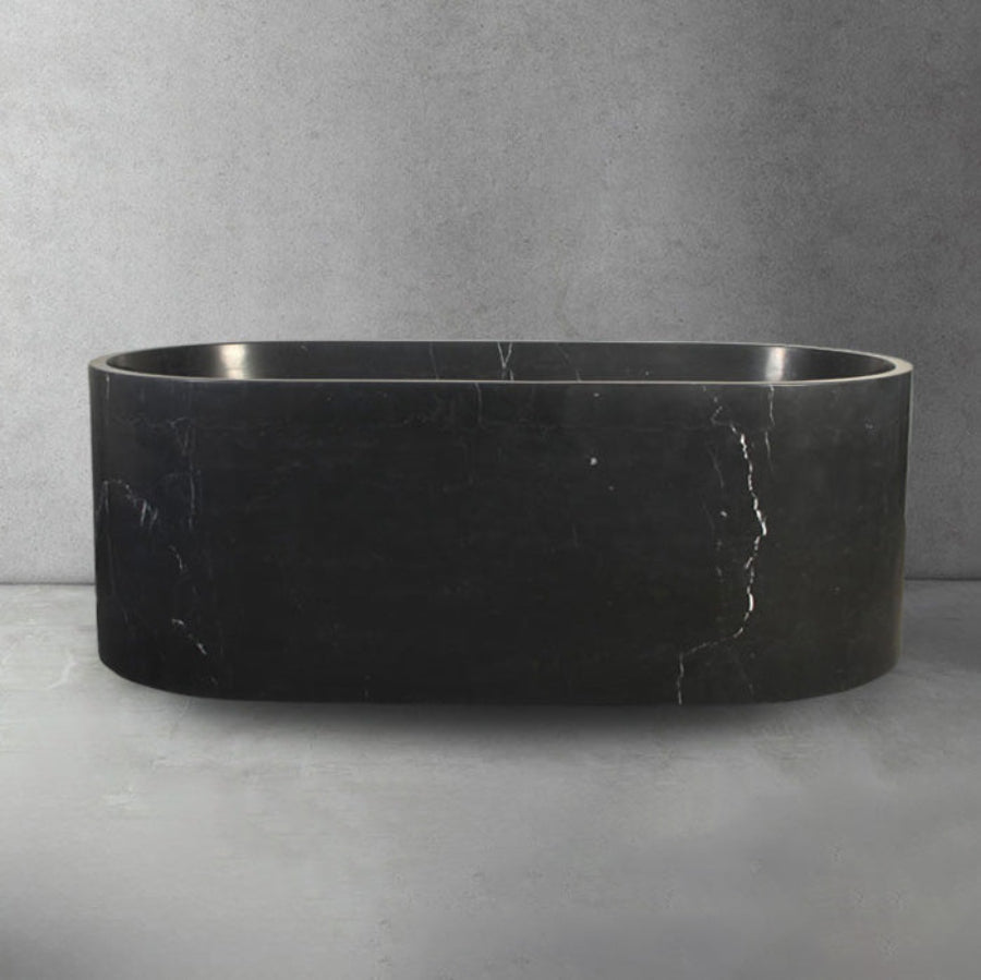 Black Marble freestanding bathtub side view