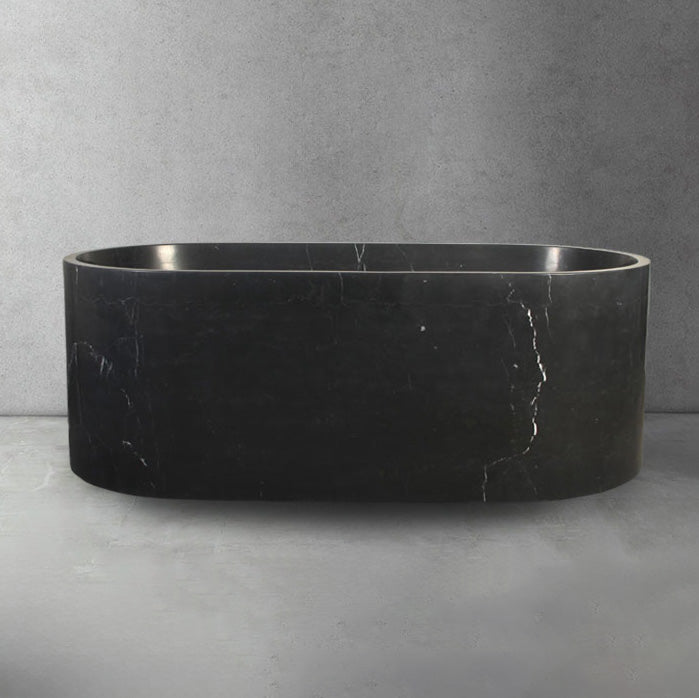 Black Marble freestanding bathtub side view image 1 of 3