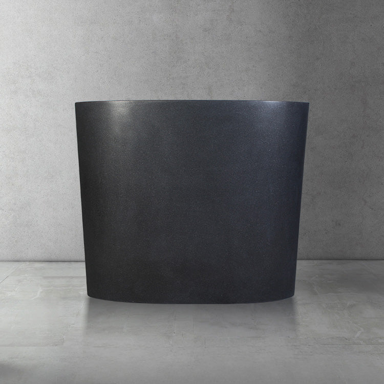 Custom Infinity Pedestal Sink in honed black granite - front view