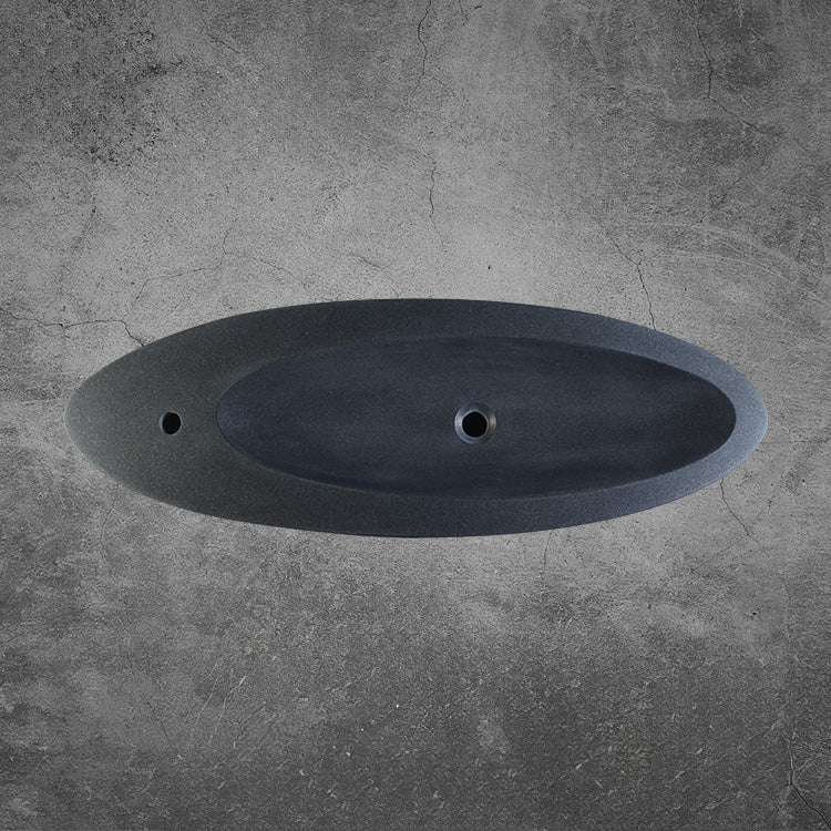 Custom Infinity Pedestal Sink in honed black granite