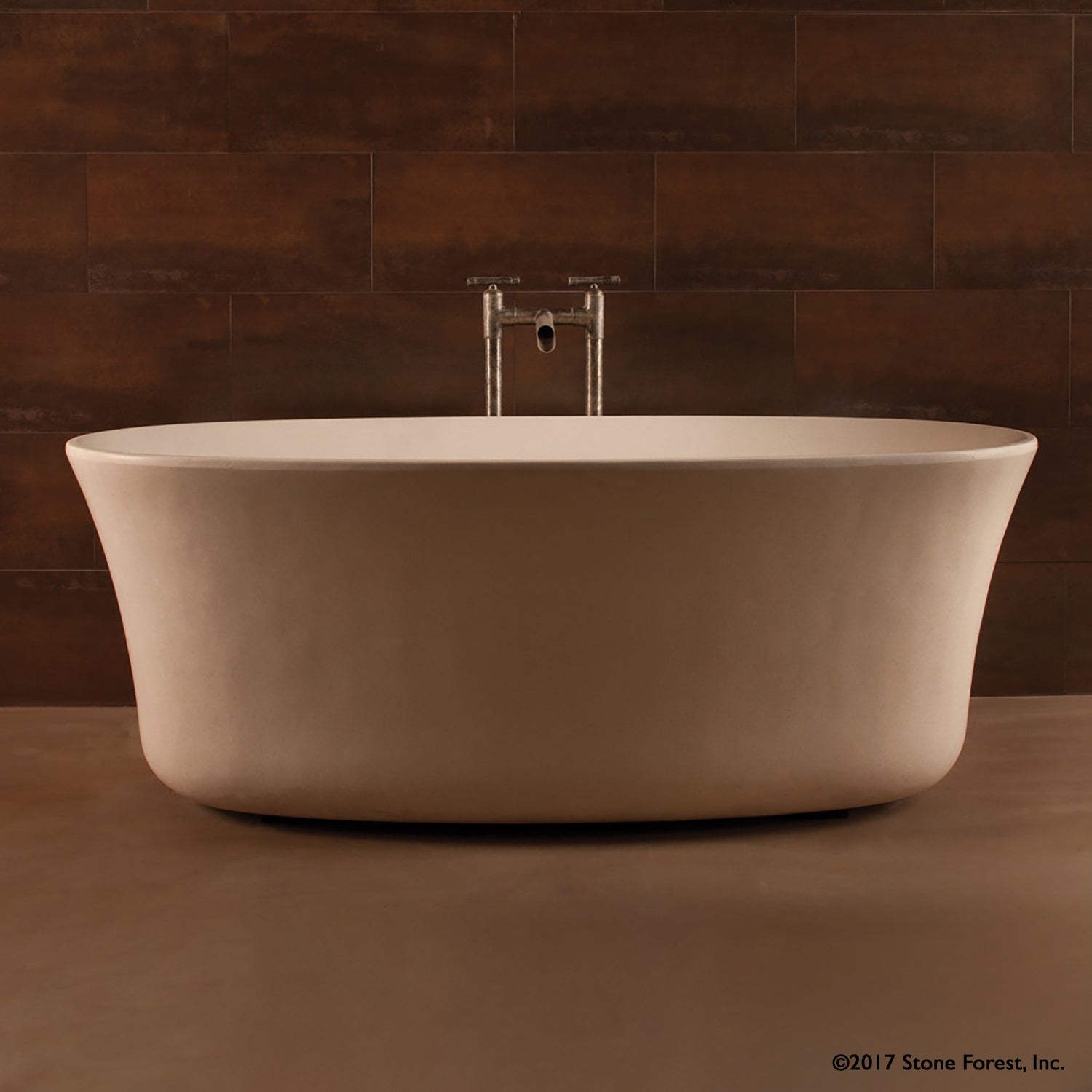 Calma Bathtub carved from  a solid block of desert cream limestone