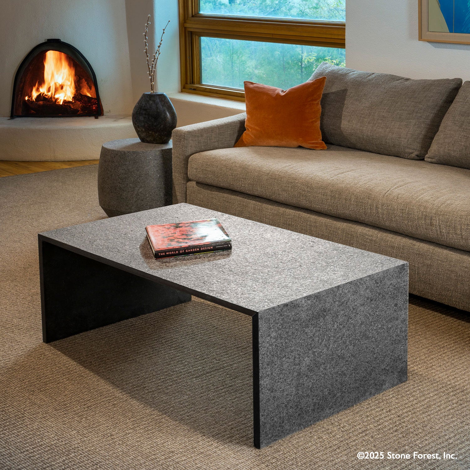 Diamond finished coffee table in basalt