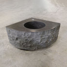 Custom Corner Vanity in honed Antique Gray Limestone