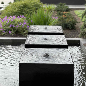 Custom Garden Fountain carved from black granite image 1 of 2