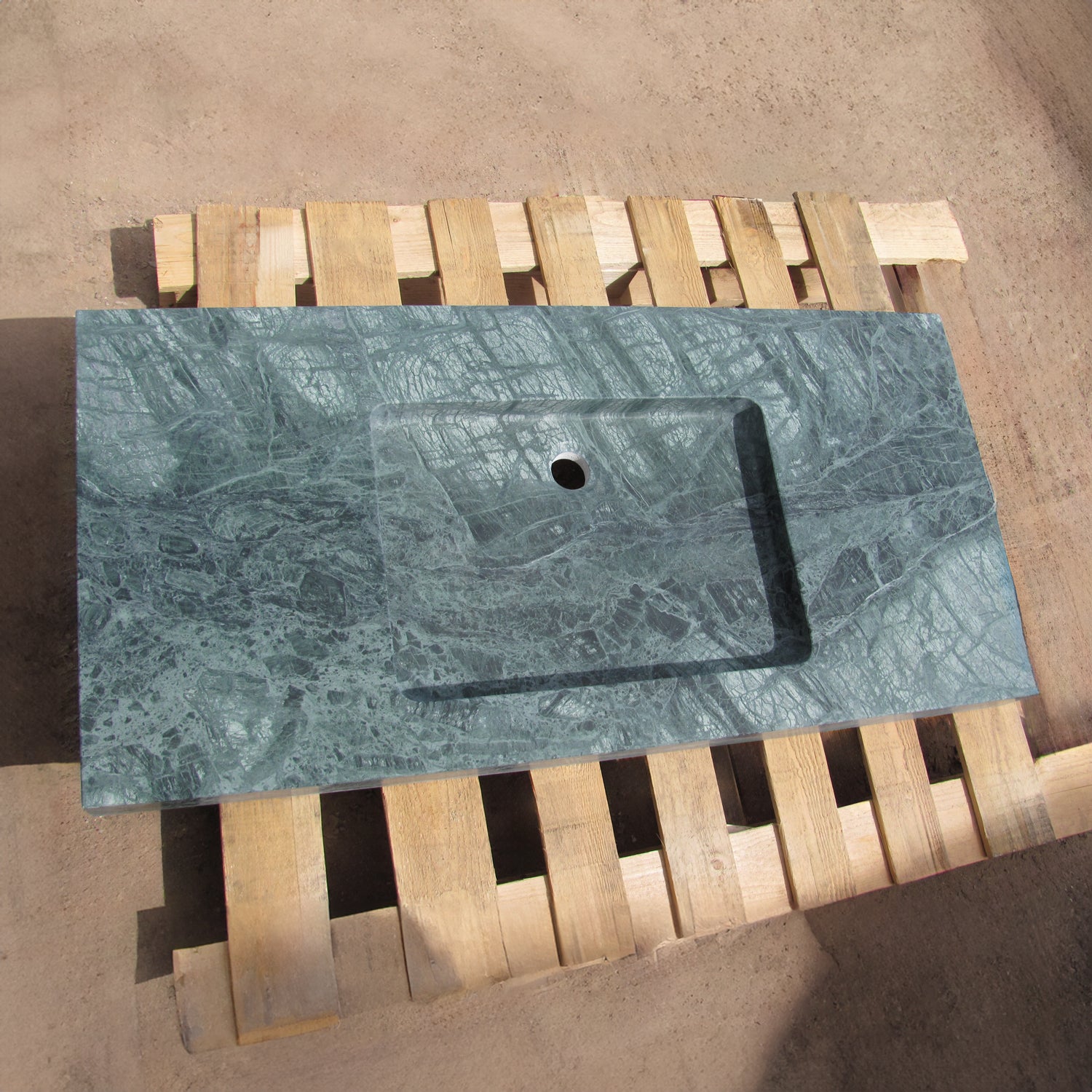 Custom Verde Indo Marble Vanity polished