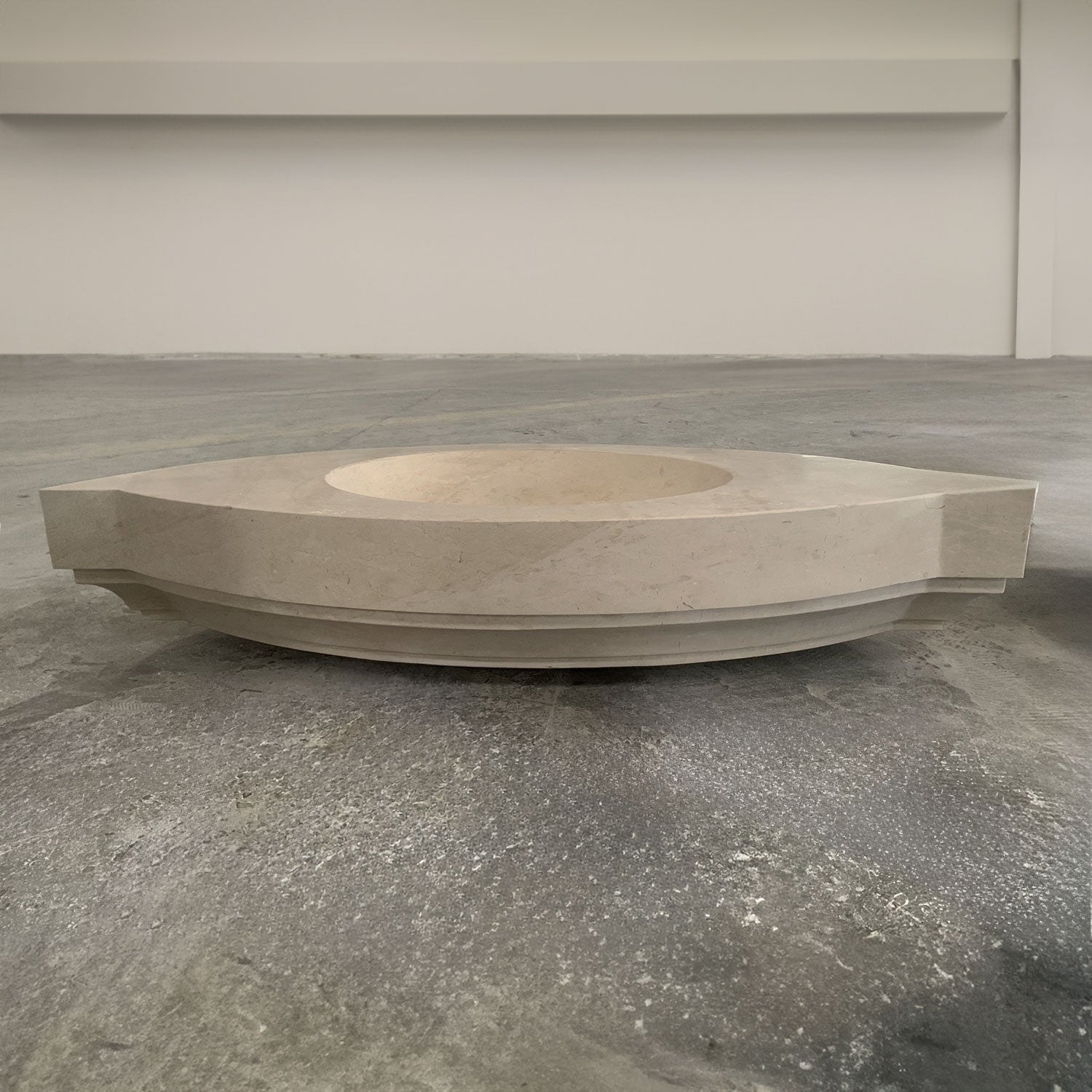Front of Custom Pipiro bath vanity with oval integral sink