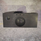 Top View of Custom Pedestal Sink in  Marquina Taupe marble with integral oval sink