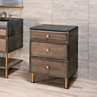 Stone Forest Elemental Classic Side Table in aged brass and antique gray limestone. 