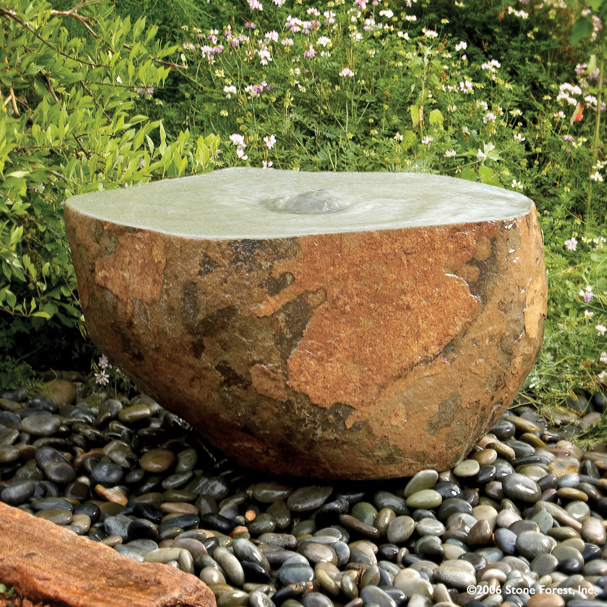 Stone Forest Hand Carved Edo garden fountain made from a granite boulder image 1 of 5