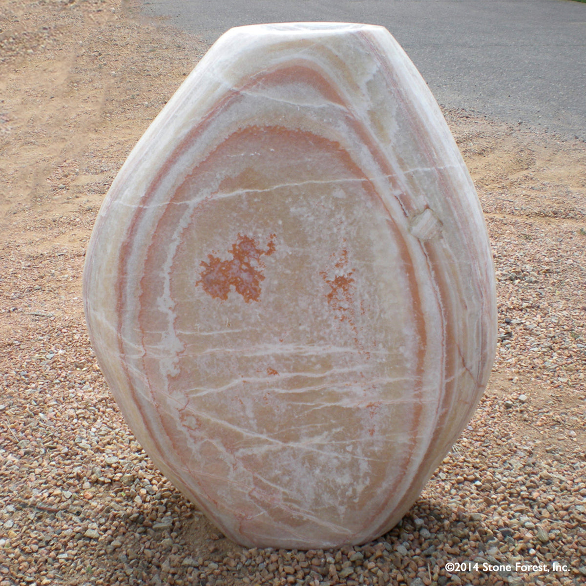 Stone Forest Pebble garden fountain carved from onyx 36