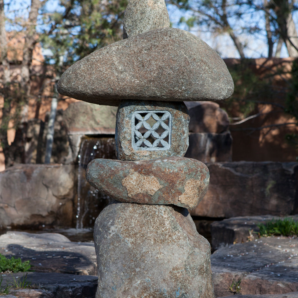 Wabi lantern in natural boulder material